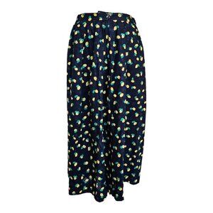 Daks Navy Blue Lemon Print Long Length Skirt Sz 12
